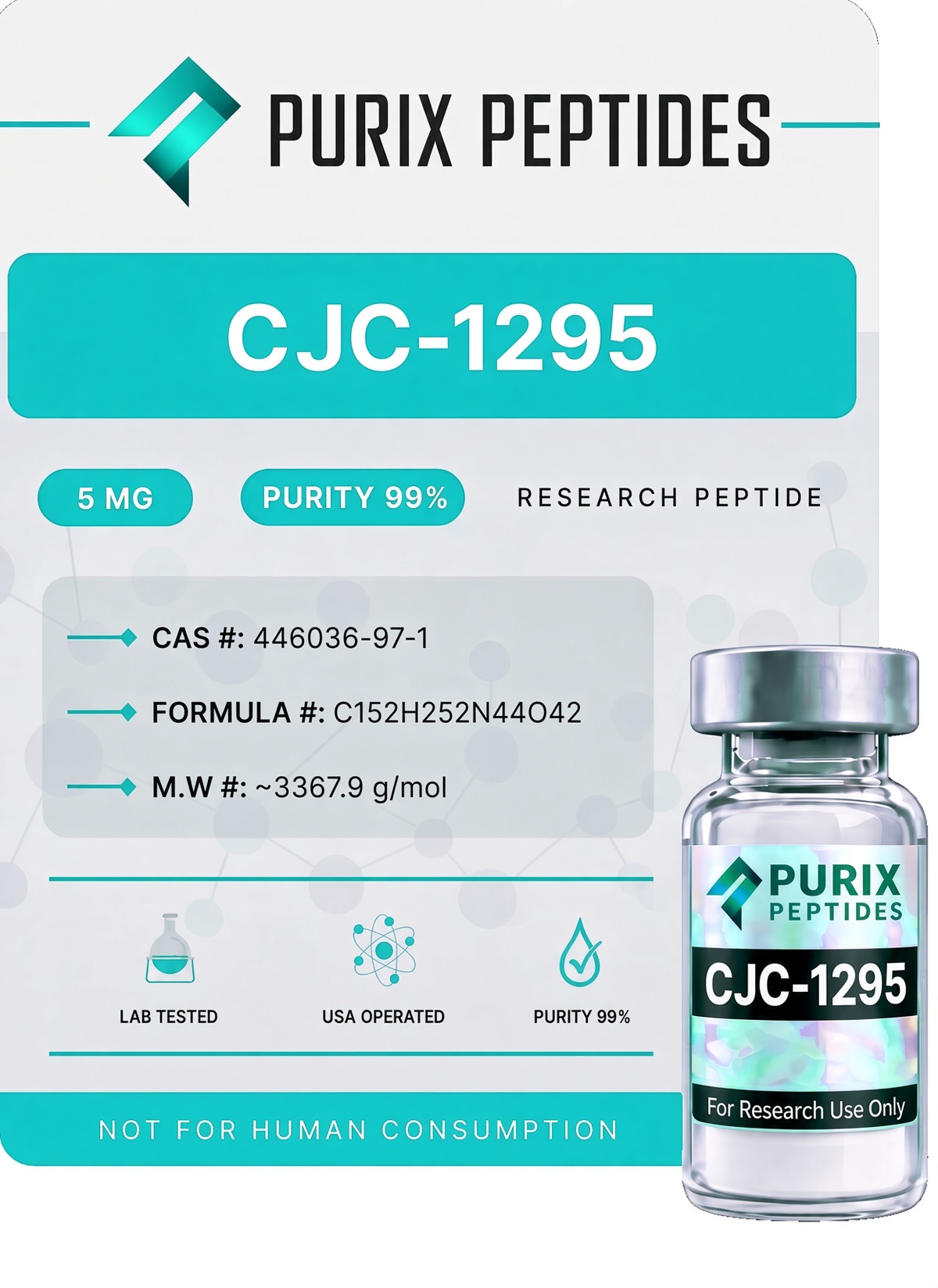 Purix Peptides CJC-1295 No DAC 5mg Research Peptide Vial – Lab-Tested